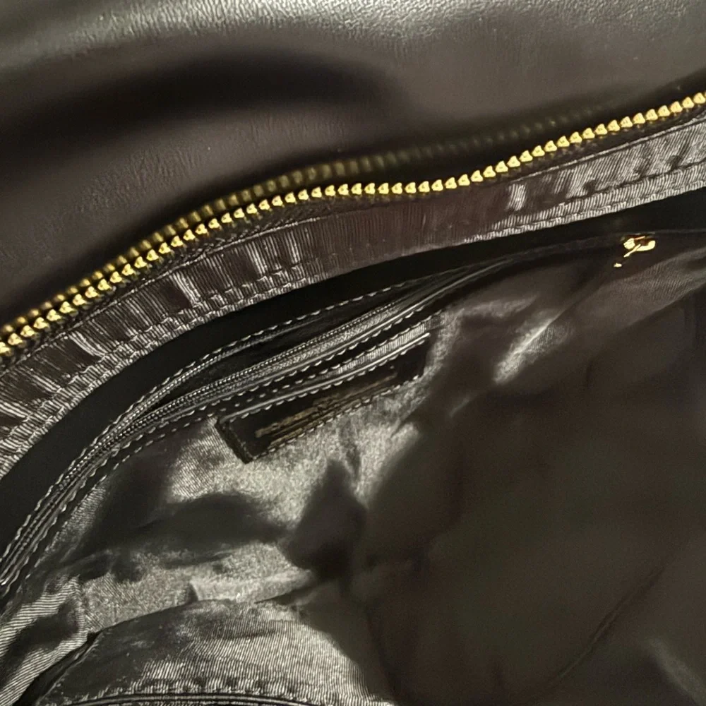 Roberta Rossi Black Leather Shoulder Bag with Braided Handle NWOT